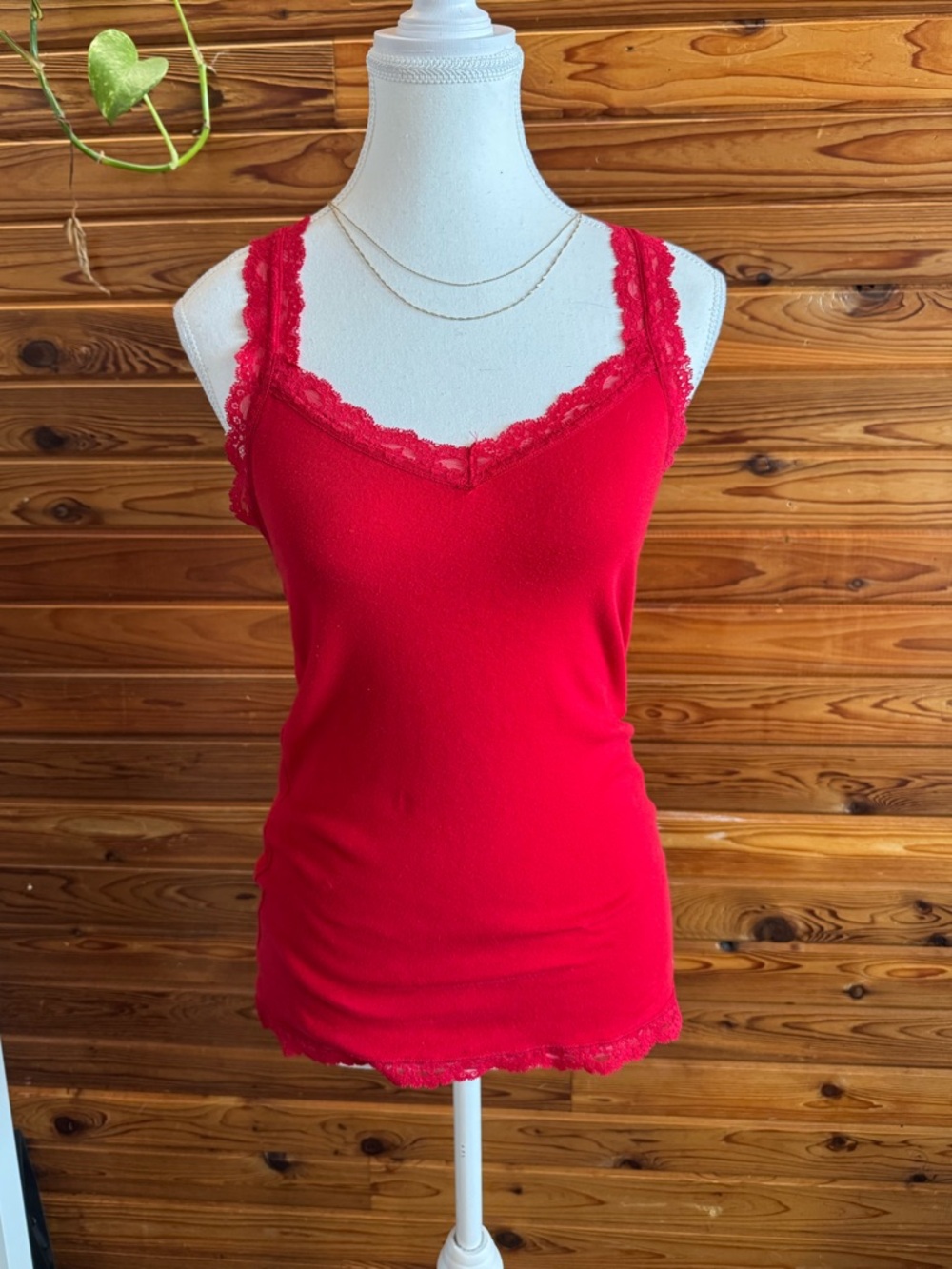 Hollister Red Lace-Trim Camisole Tank